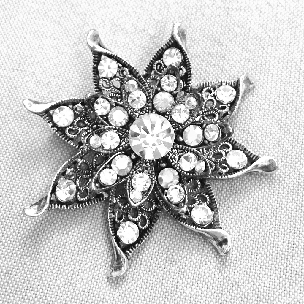 Silver Vintage Iridescent Brooch With Pin Back